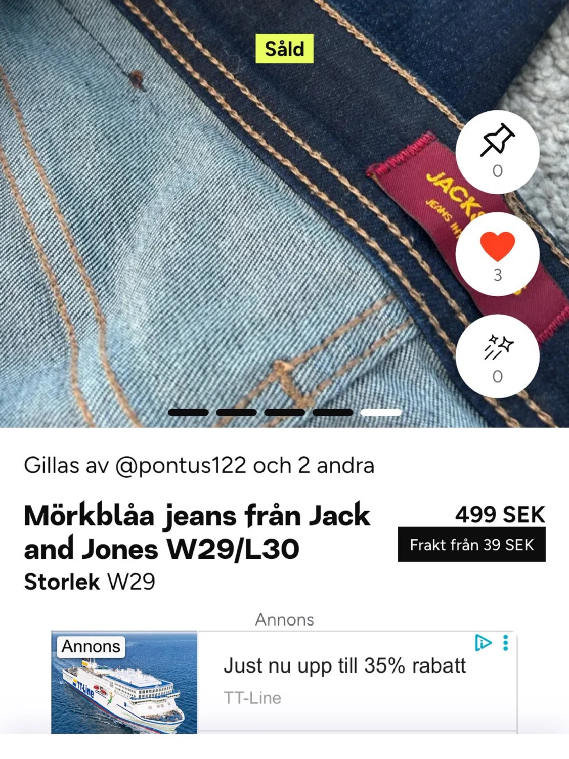 Mörkblå slim fit jeans Jack & Jones : - 4