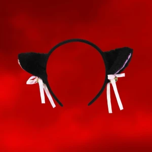 Cat Ears Headband - Become a cute AF lil kitten in this headband with bells and ribbons 🎀🖤In good condition 😊One size but runs quite small (so it’s either for kids or adults with smaller heads lmao) 📏