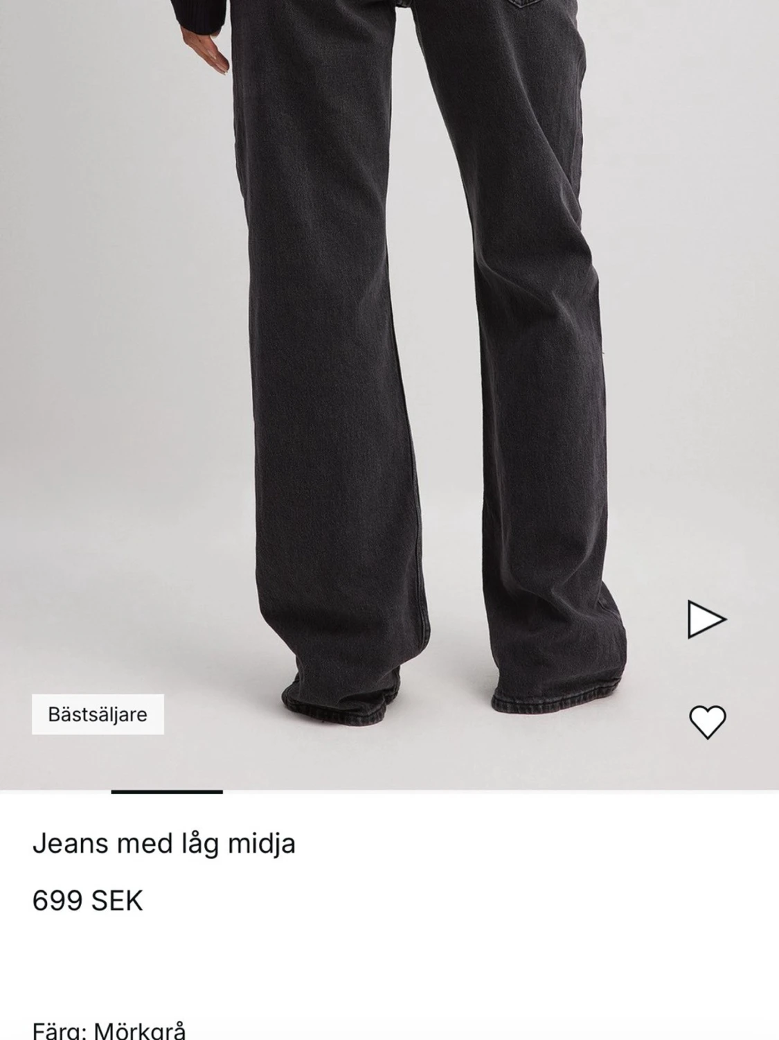 Mörkgrå low waist jeans - 1