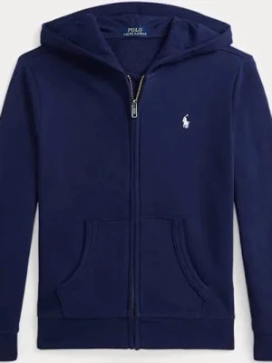 Mörkblå hoodie från Polo Ralph Lauren - Mörkblå hoodie med dragkedja från Polo Ralph Lauren. Klassisk design med huva, två fickor framtill och den ikoniska vita logon broderad på bröstet. Tillverkad i mjukt bomullsmaterial som känns skönt mot huden. Perfekt för en avslappnad och stilren look.