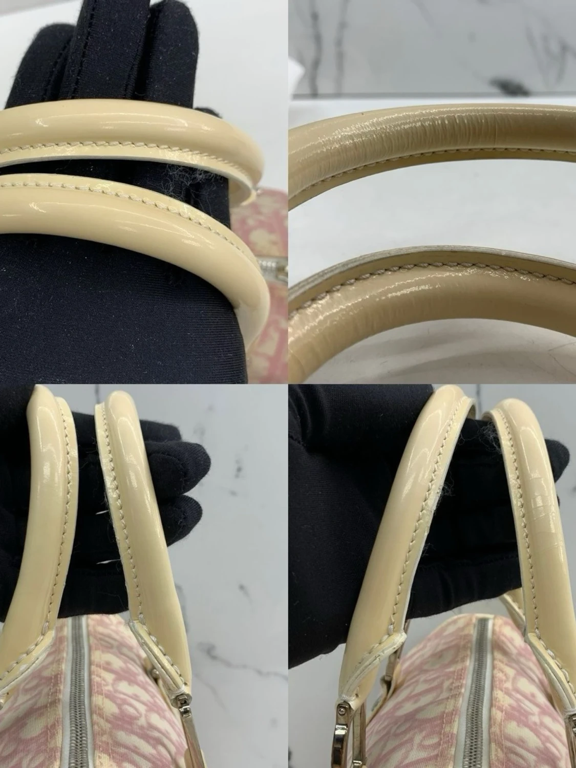 Rosa och beige monogram handväska - 1