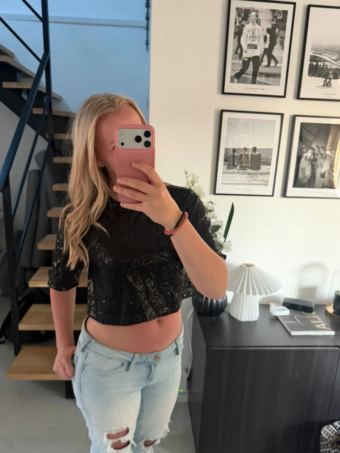 Svart glittrig topp