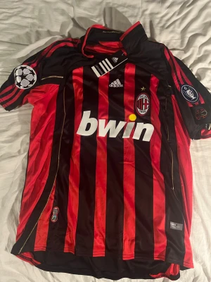 AC Milan matchtröja - Säljer en klassisk AC Milan matchtröja retro från Adidas.Tröjan har klubbmärke, Champions League-patch på ärmen och Bwin som sponsortryck. Inget tryck på tröjan. Aldrig använd, skriv för fler frågor pris kan diskuteras. Storlek är L.