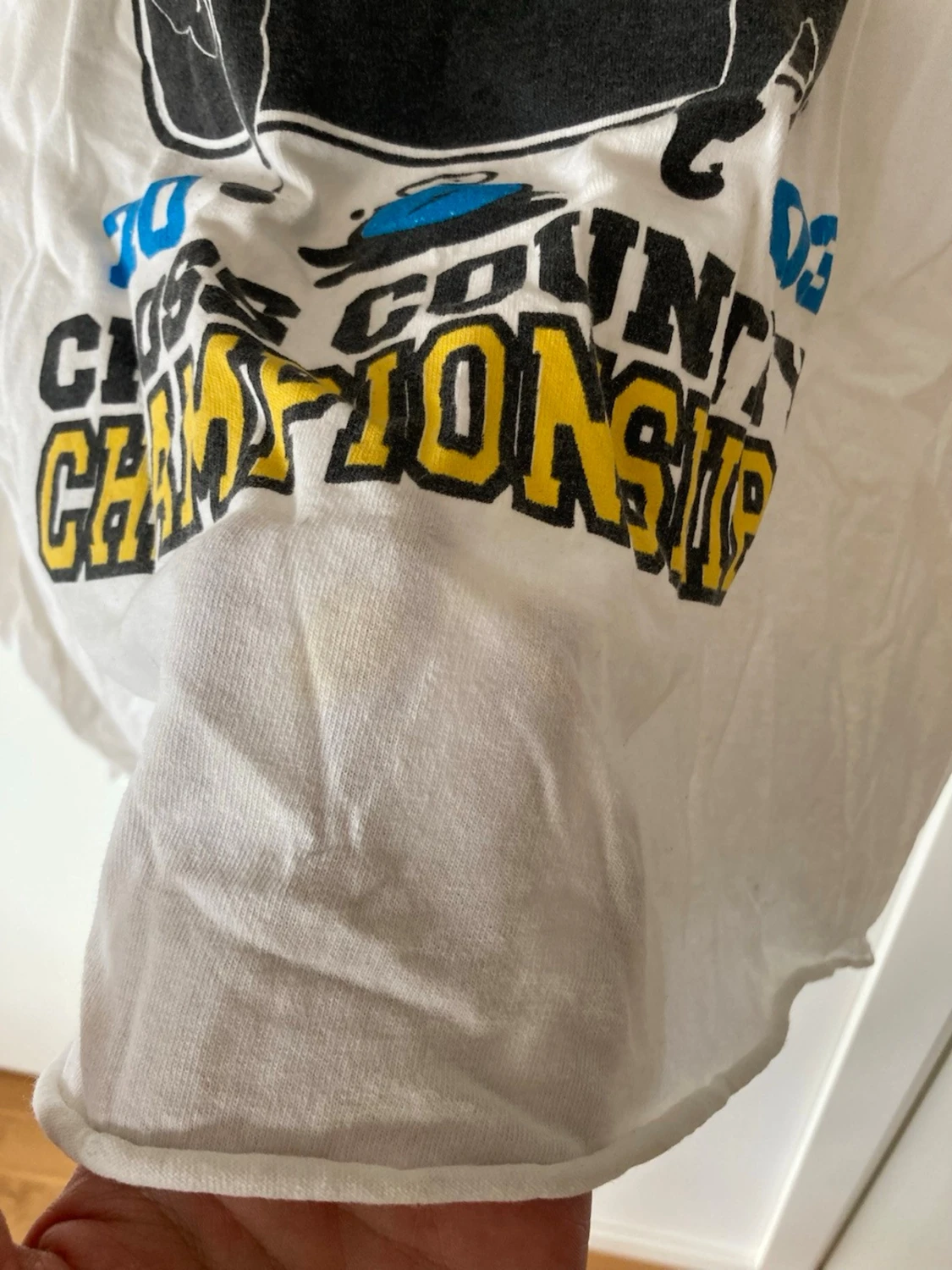 Vit vintage långärmad Muskegon t-shirt - 1