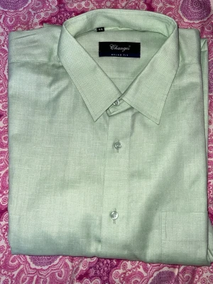 Mint grön skjorta - Snygg ljusgrön skjorta från Changex i relaxed fit. Skjortan har klassisk krage, knäppning framtill och är tillverkad i ett svalt linneliknande material. Perfekt för dig som gillar stilrena och enkla plagg med en fräsch färg. Skjortan är helt ny, aldrig använd men saknar prislapp! 