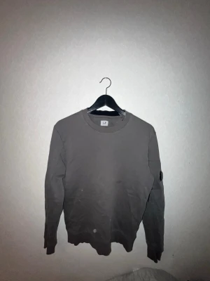 Grå sweatshirt från C.P. Company - Säljer en grå sweatshirt från C.P. Company med rund hals och lång ärm. Tröjan har den klassiska svarta linsen på ärmen och är tillverkad i mjukt bomullsmaterial. Perfekt för dig som gillar streetwear och stilrena plagg.