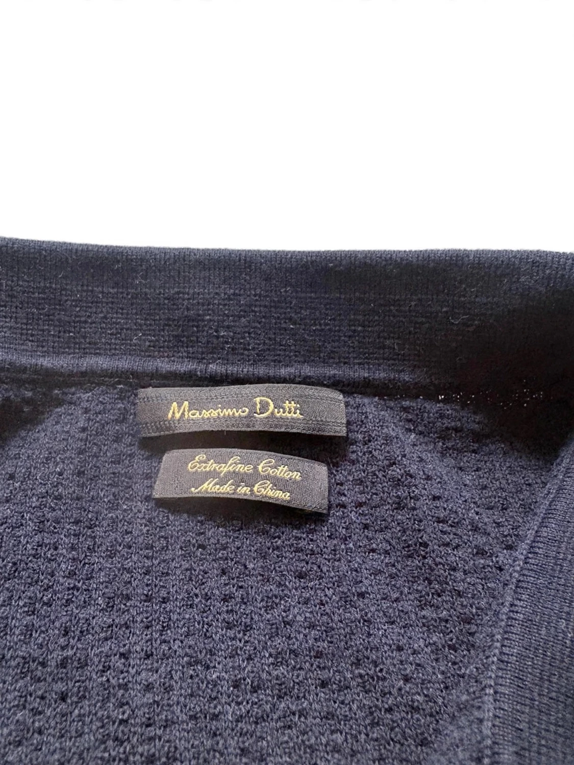 (Massimo dutti) Mörkblå långärmad pikétröja - 2