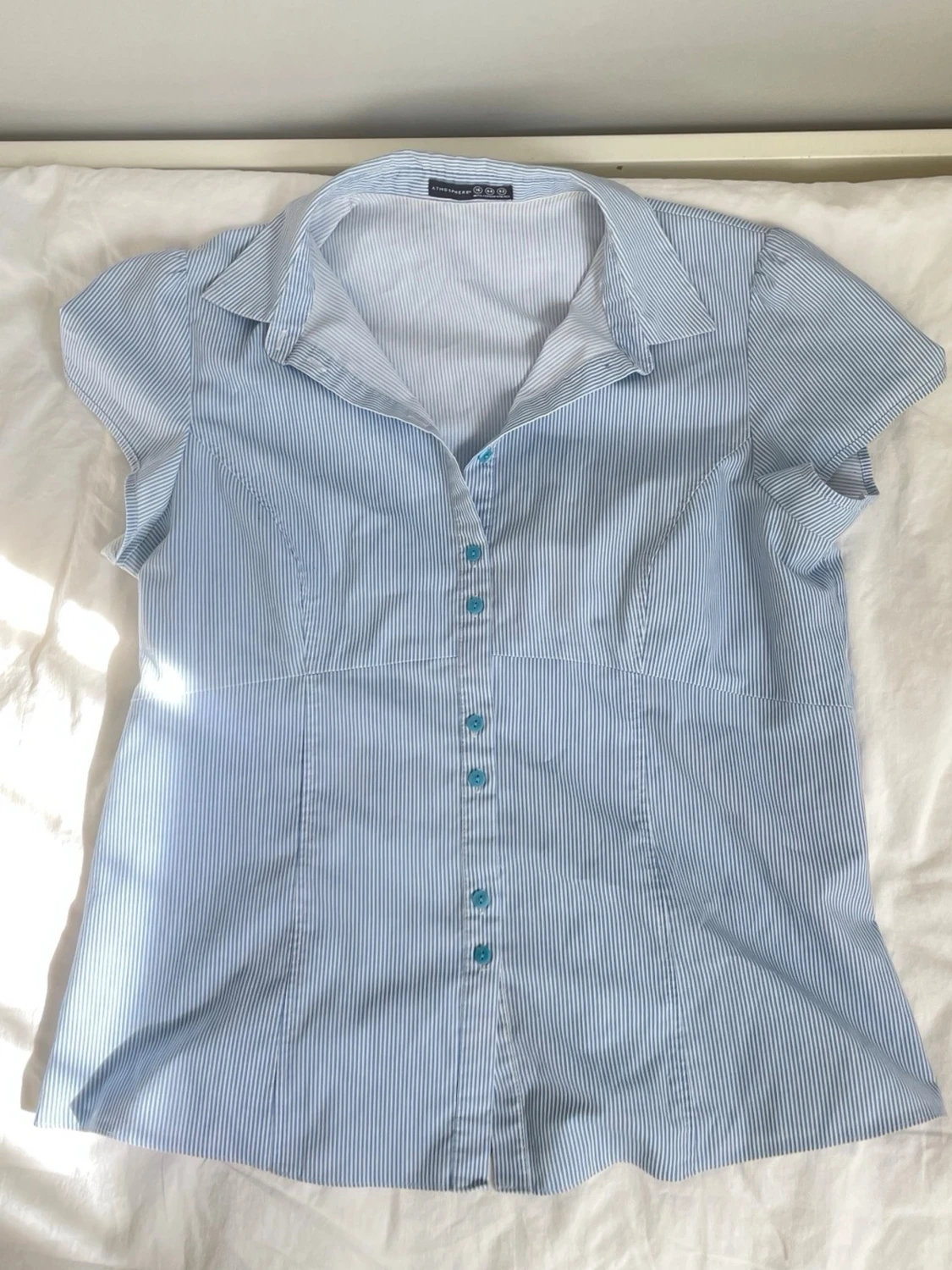 Blårandig kortärmad blus - 3