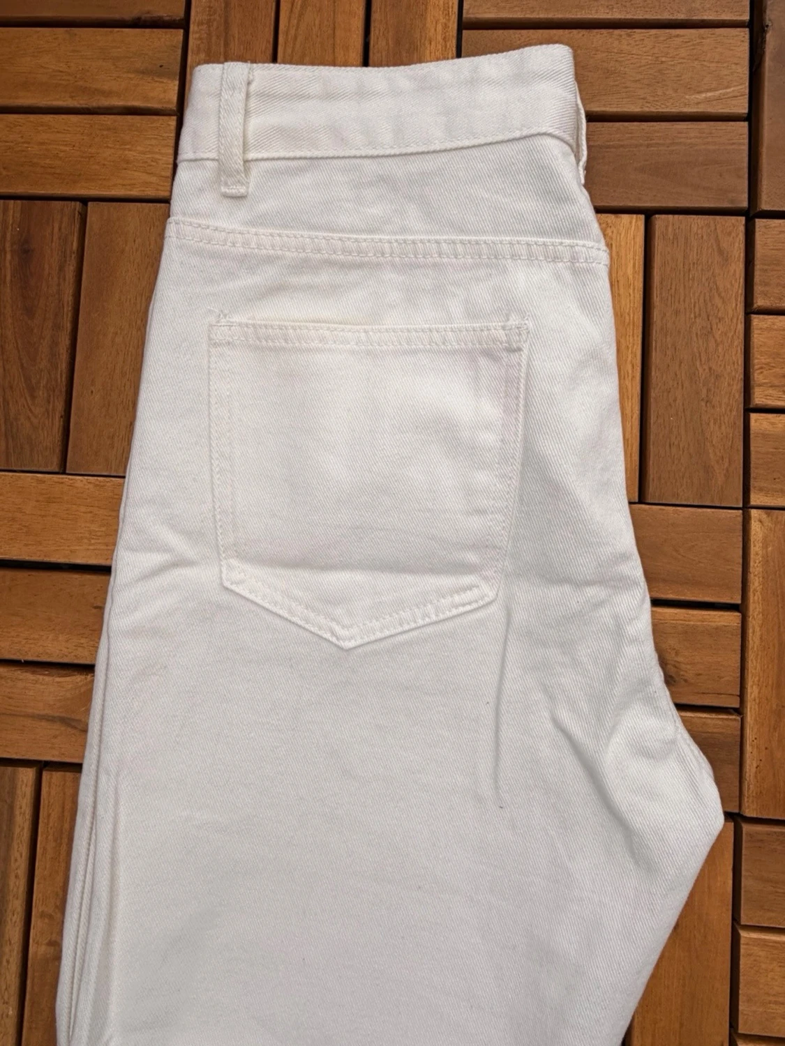 Vita raka jeans med hög midja - 4