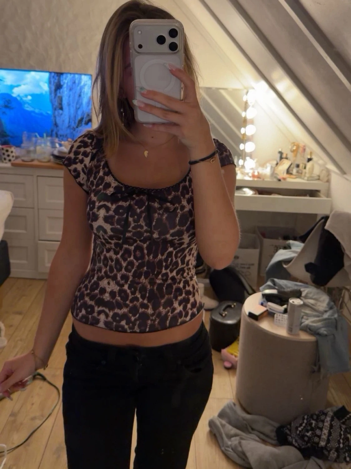 Leopardmönstrad croppad topp - 1