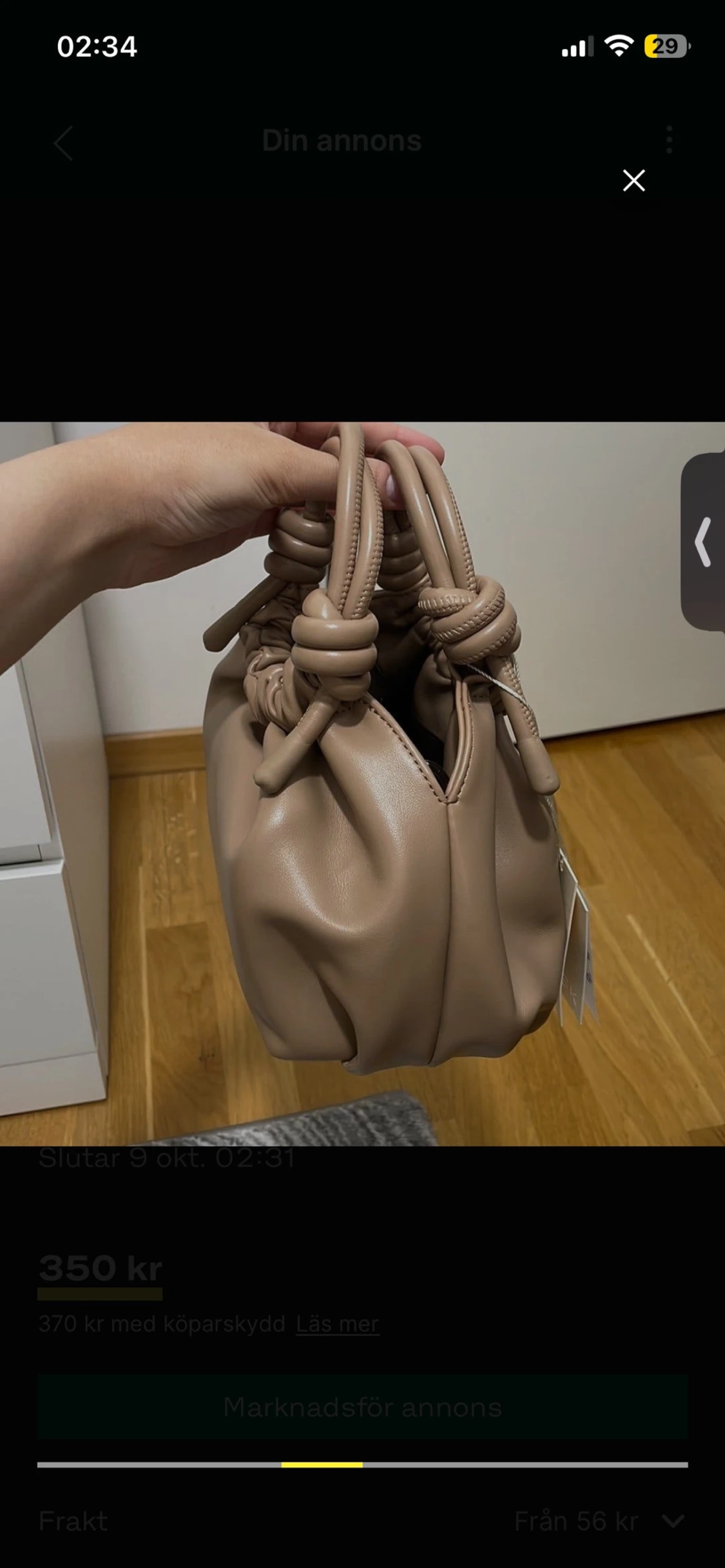 Beige bucket bag med knutdetaljer - 2