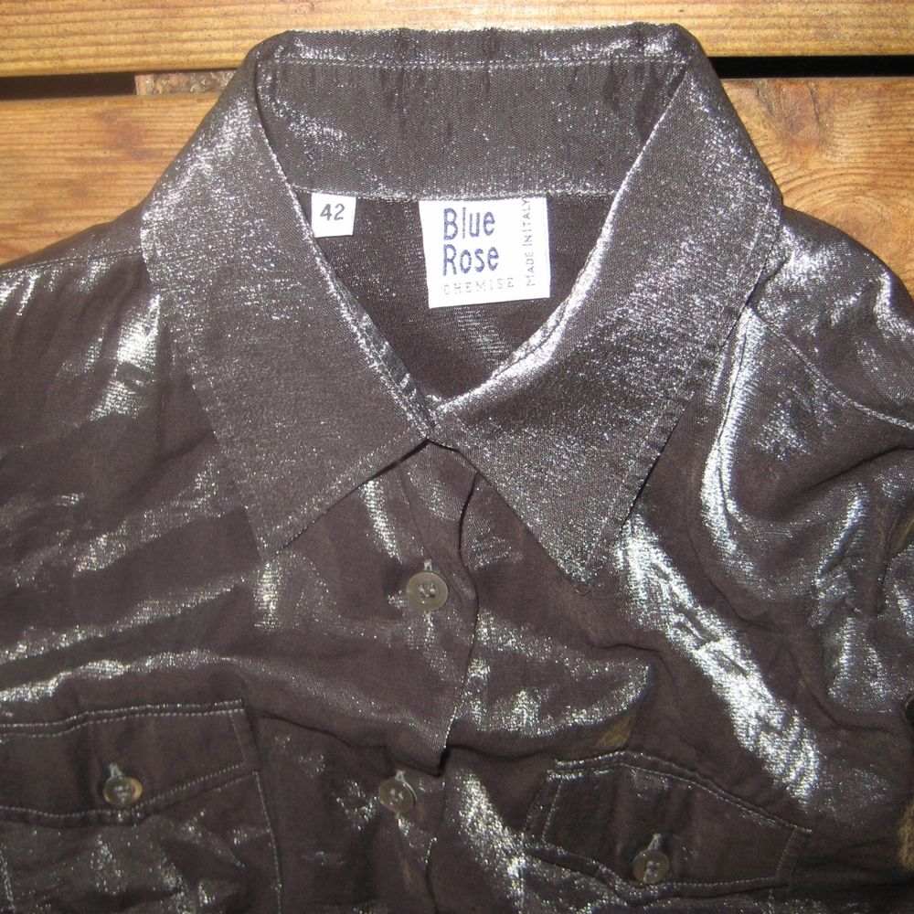 Vintage 90s skjorta i silver (glittrigt tyg), så 90s / y2k! Märket heter Blue Rose och den är märkt 42 men passar xs - medium bättre om man inte vill ha den tight! 💿🎧. Skjortor.