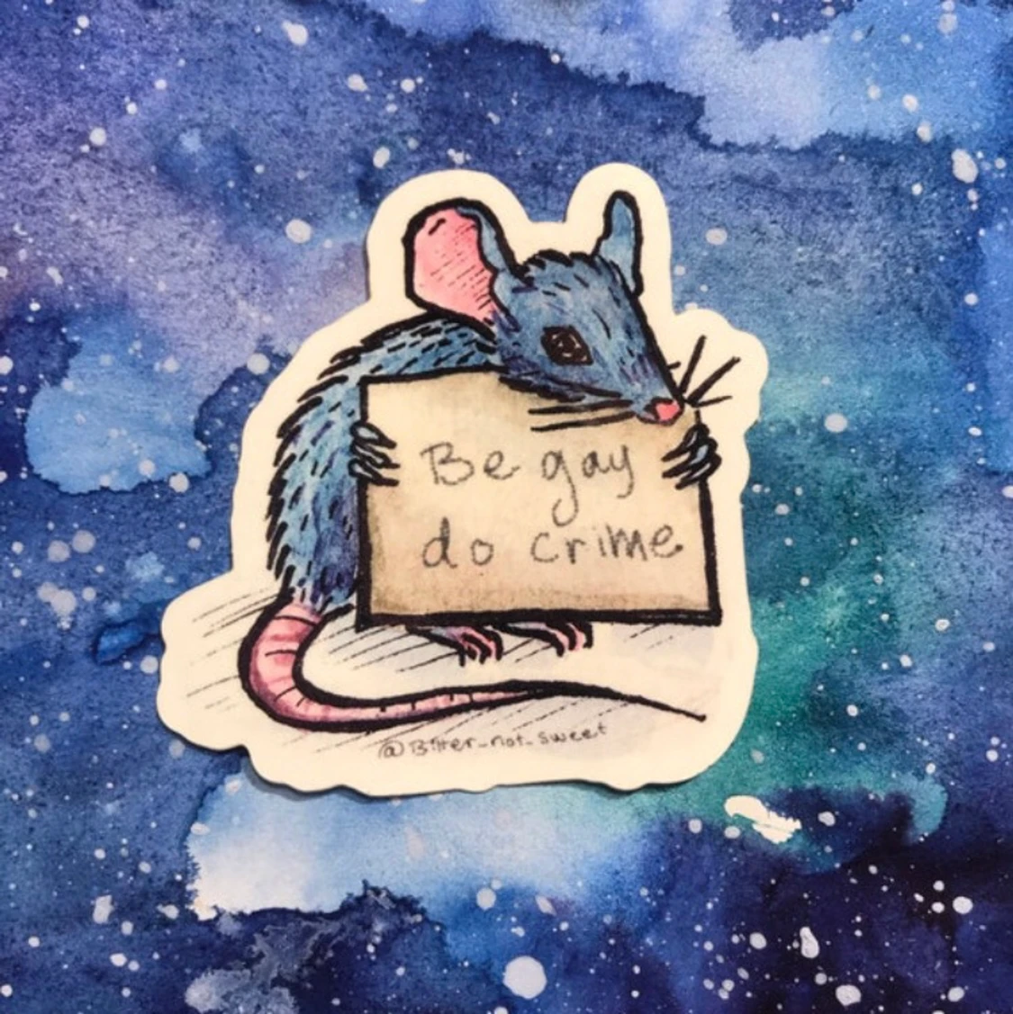 ”ARSON” och ”Be gay do crime” stickers