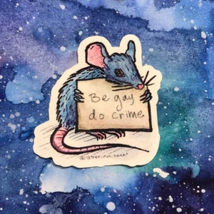 ”ARSON” och ”Be gay do crime” stickers - Vinylklistermärken i två varianter. Designad av mig. Sliktstark, så perfekt för anteckningsboken eller datorn!