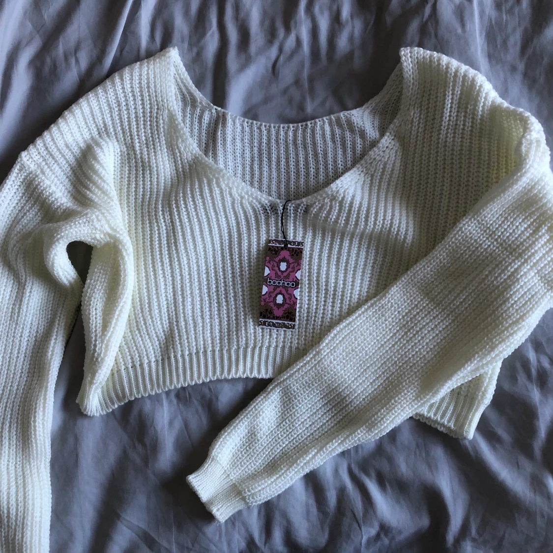 Ny gräddvit stickadtröja strl S - 90