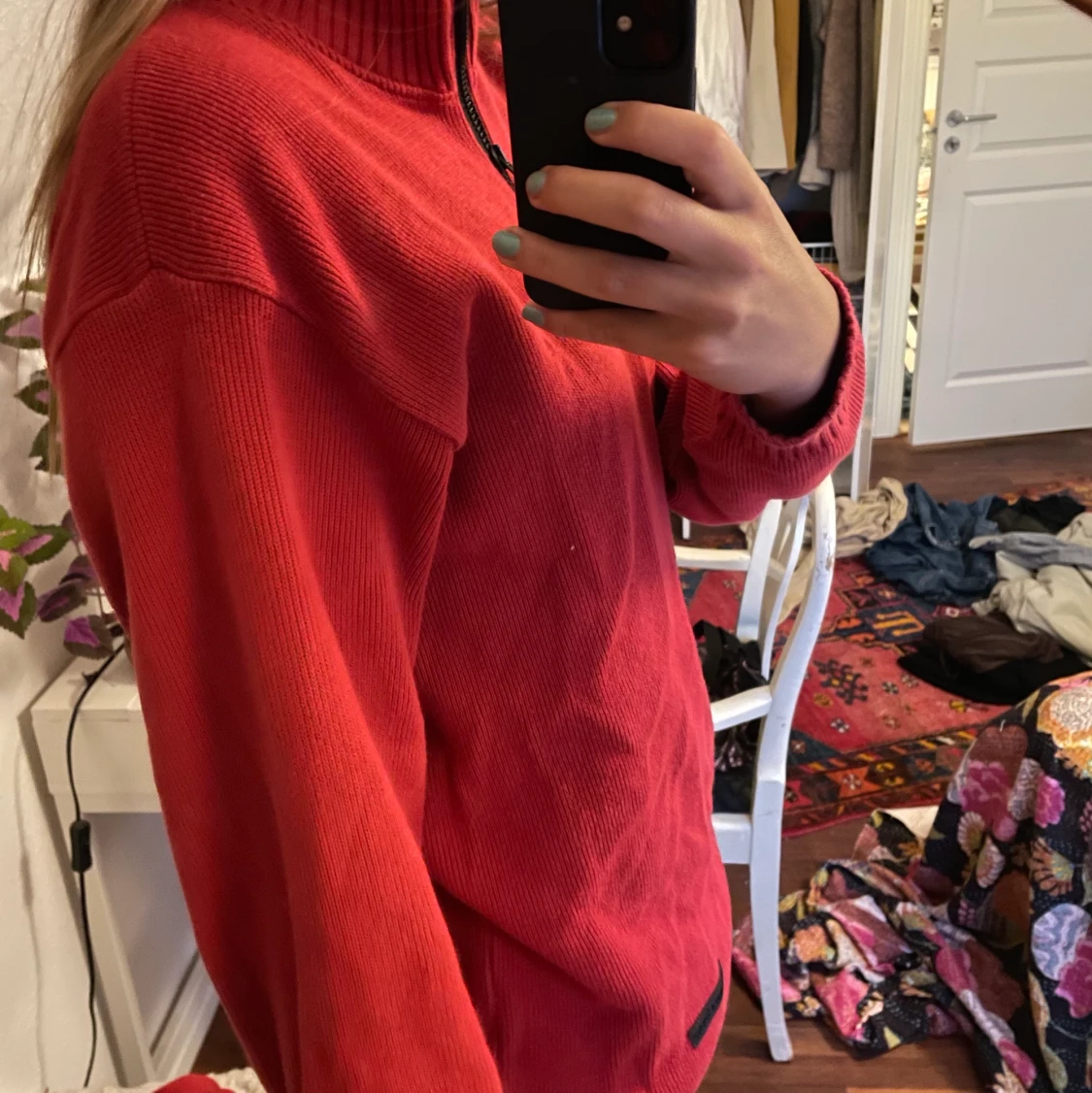 Röd half zip up tröja