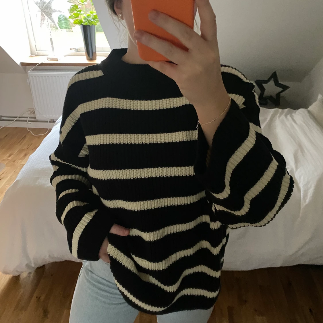 Randig stickad tröja - 90