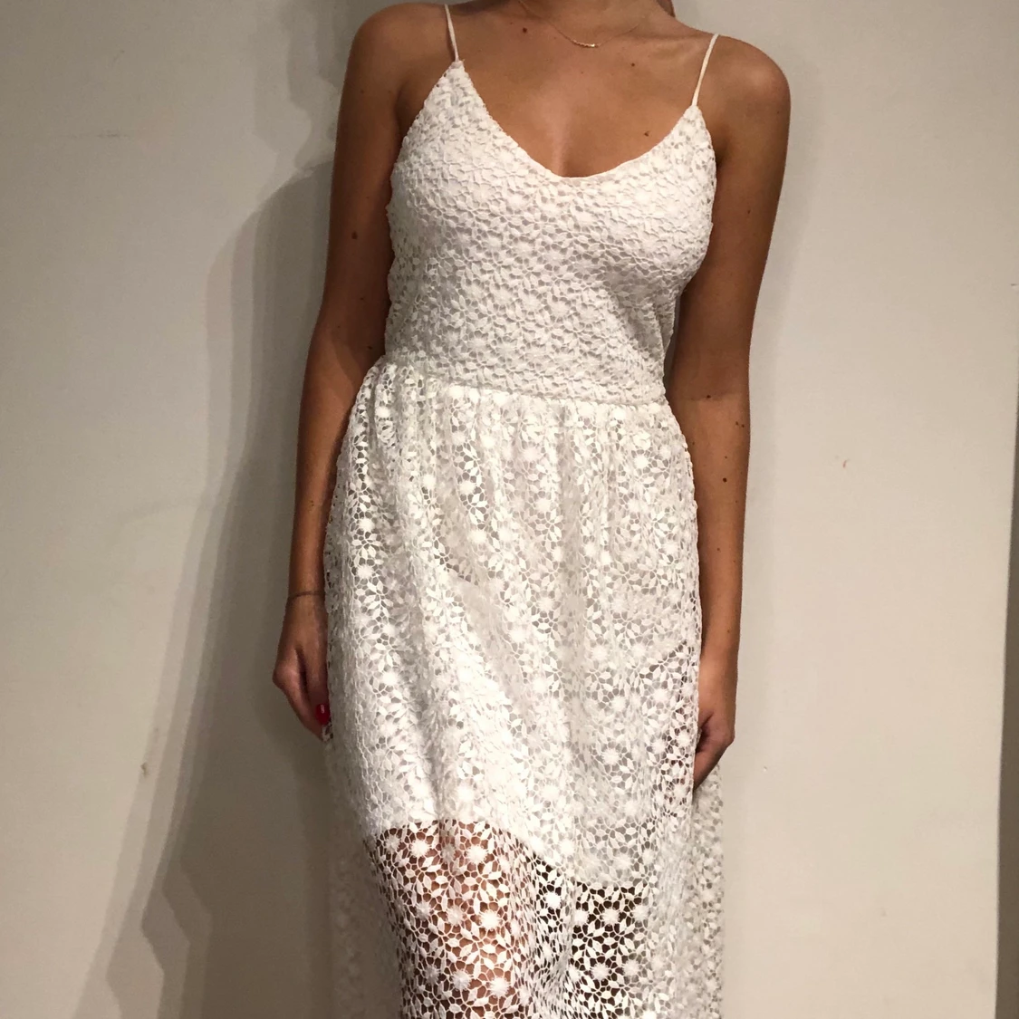 Vit klänning med spets - 90