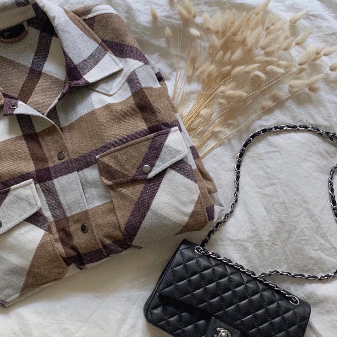 Rutig oversize-skjortjacka - 91