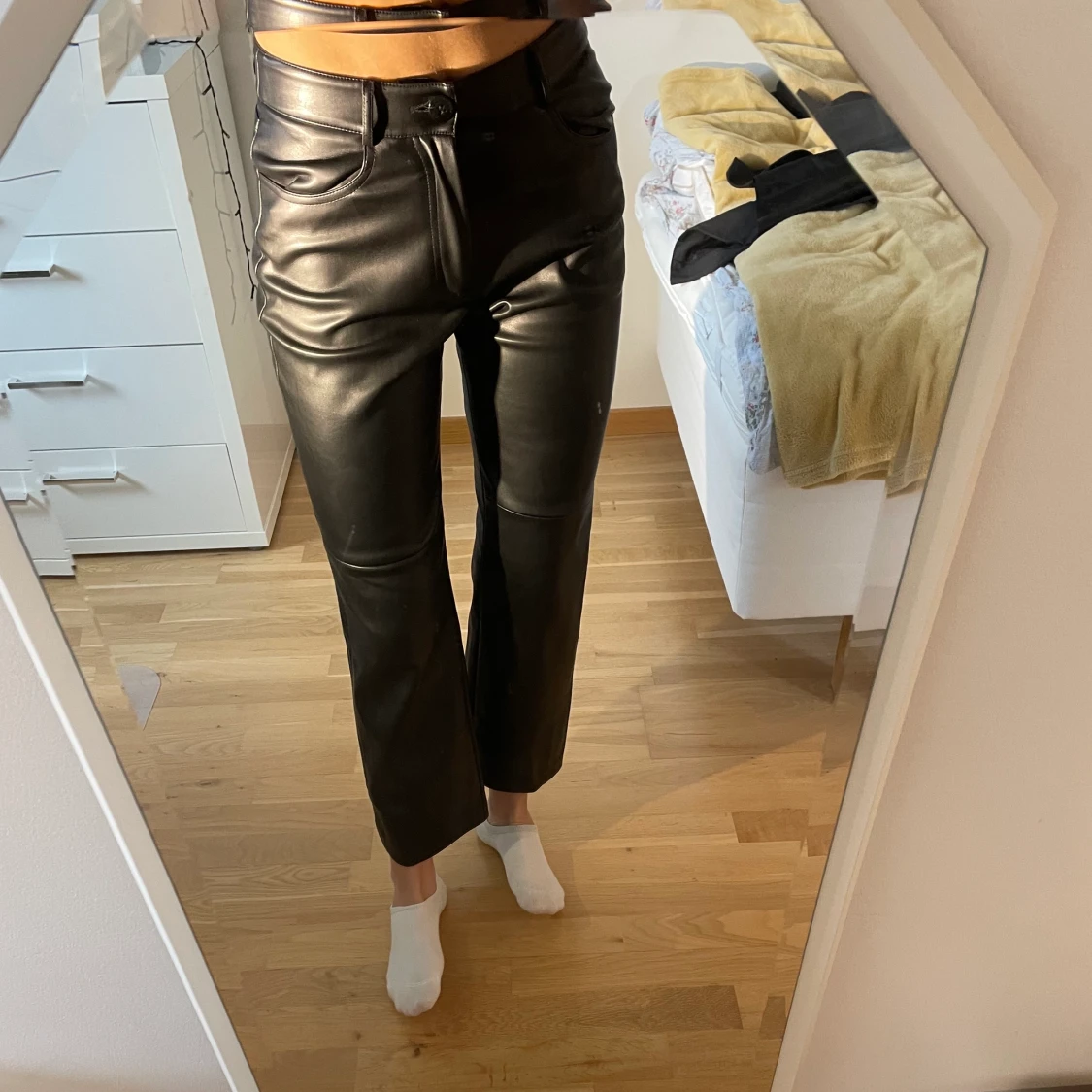 Läder imitation byxor