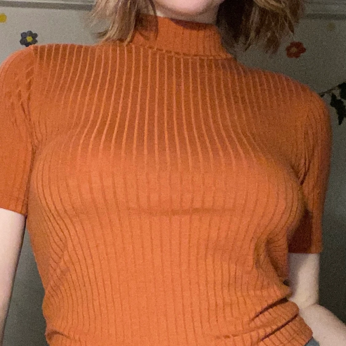 Orange ribbad tröja - 90