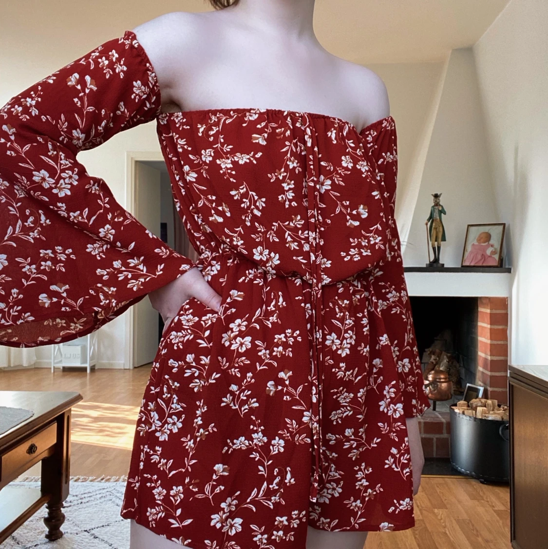 Blommig röd jumpsuit