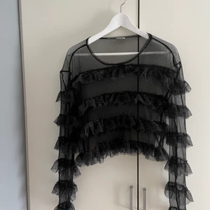 Genomskinlig glittrig topp!  - Säljer denna superfina genomskinliga festtopp från Zara, jättefint med en söt Bh under eller linne. Aldrig använd, super skick!!😊😊