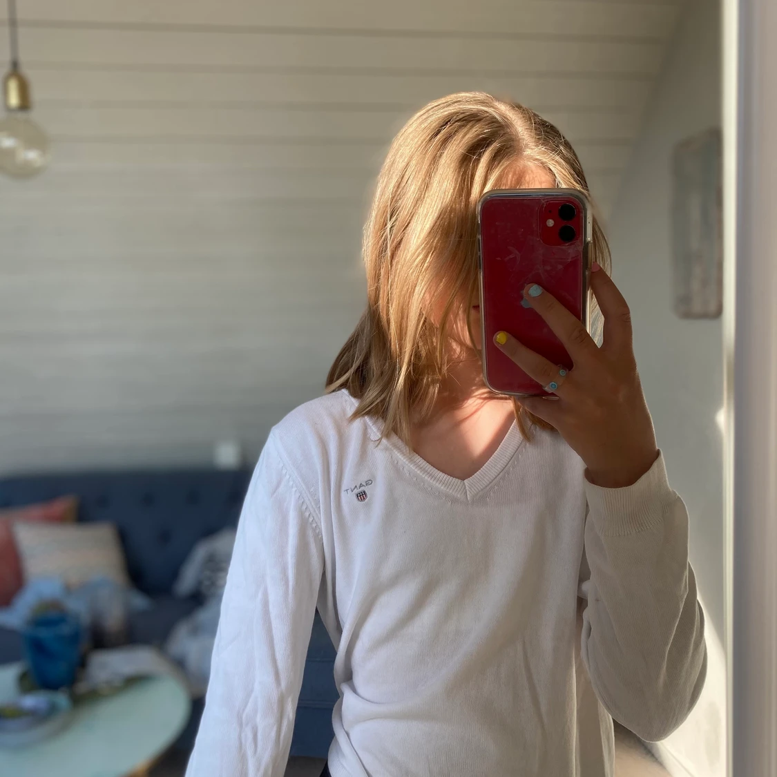 Vit gant långarmad/tunn tröja!🥰 - 90