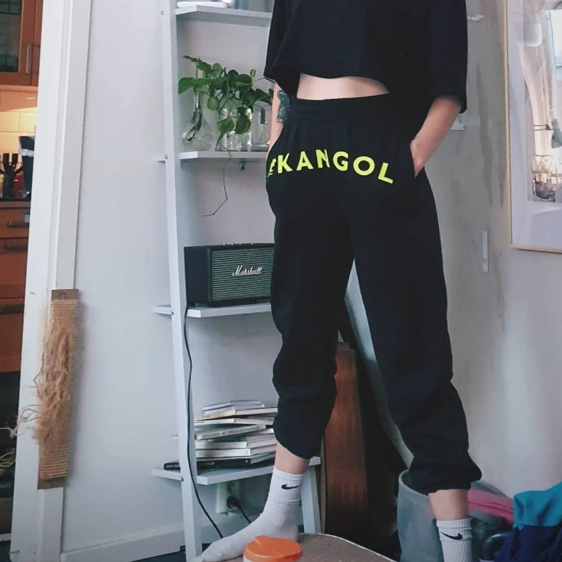 Svarta kangol mjukisbyxor s