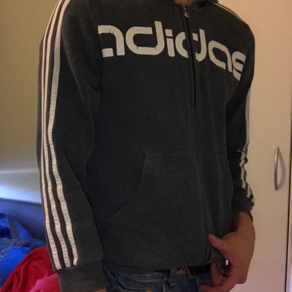 Adidas kofta strl S Mörkgrå