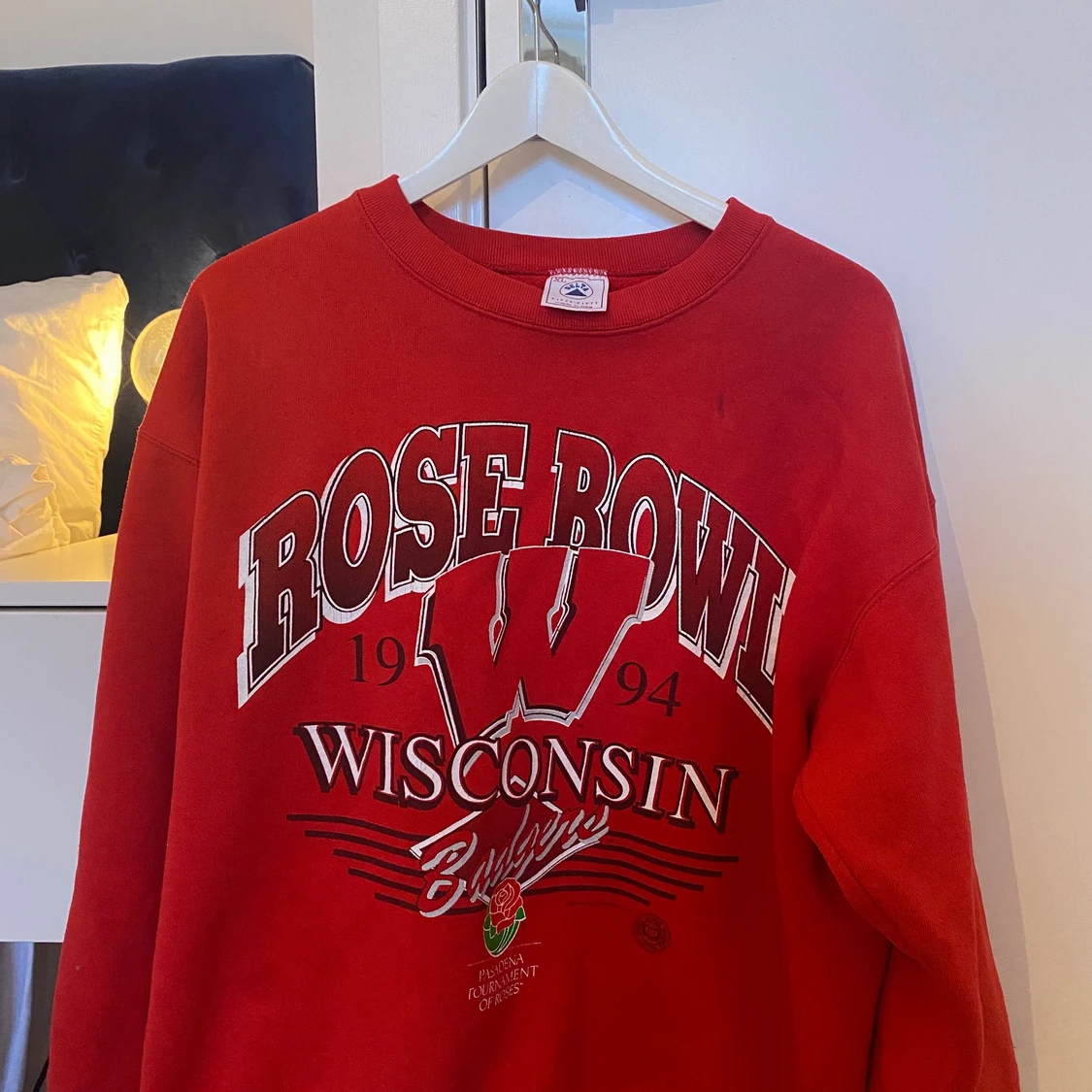 Röd sweatshirt med tryck  - 91