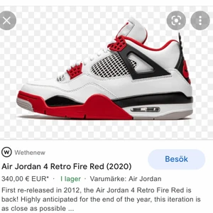 Jordan 4 fire reds - Intressekoll på mina populära jordan 4s fire reds, nypris runt 3400, fint skick, men kom privat för fler bilder och bud❤️köp direkt för 2000