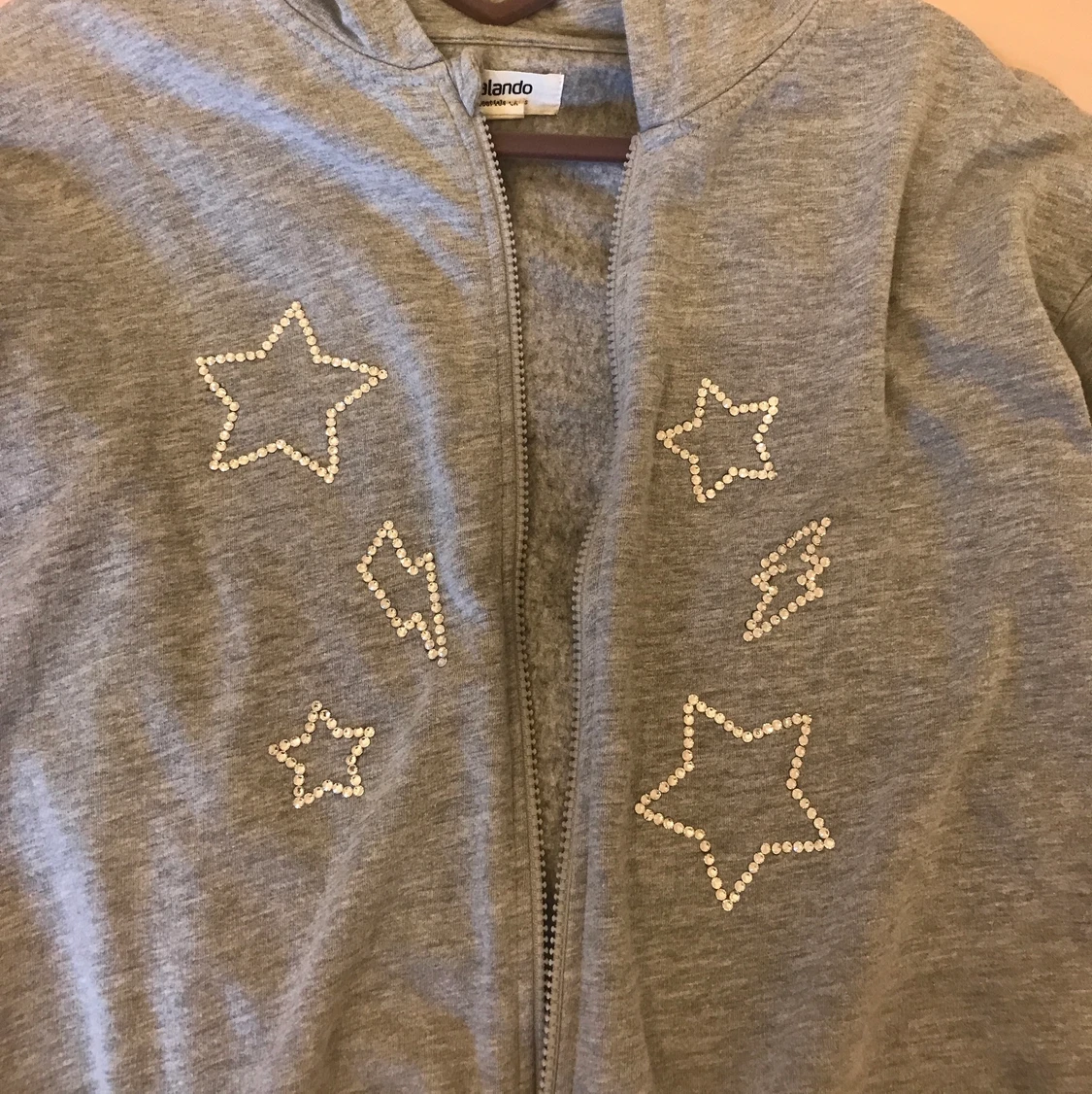 Rhinestones zip-up grå