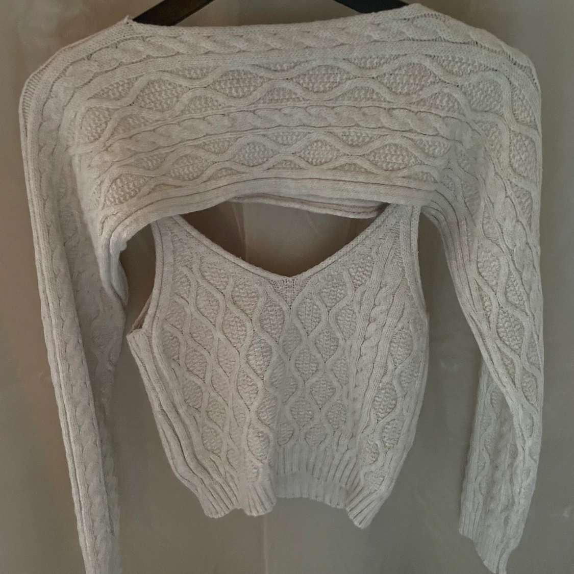 Beige stickad tvådelad topp - 90