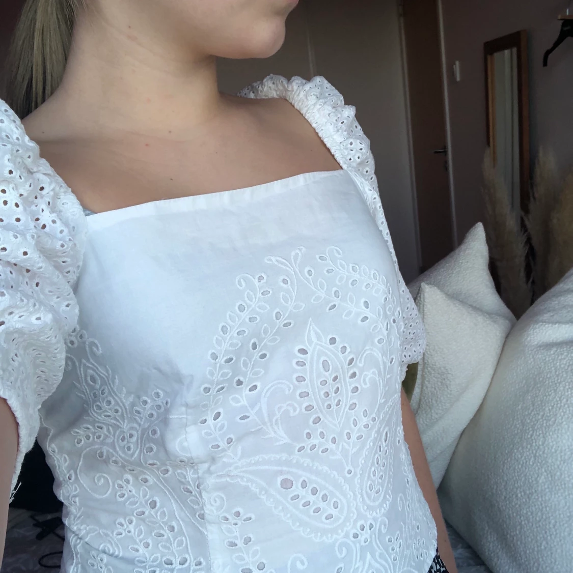 Vit söt topp med mönster H&M - 90