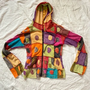 Färgglad patchwork zip up - Inget märke, köpt sh<3 ingen storlek men ca S!