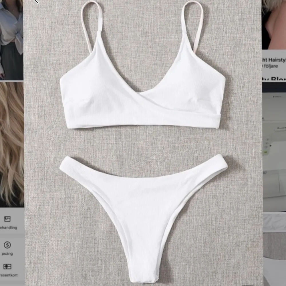 Säljer denna superfina vita bikinin. Helt oanvänd! Endast testad! Hör av er vid fler frågor💕💕 . Övrigt.