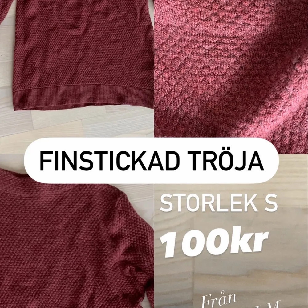 Vinröd finstickad tröja från STOCKHOLM, Knappt använd. Mjuk och mysig :) frakt ingår . Stickat.