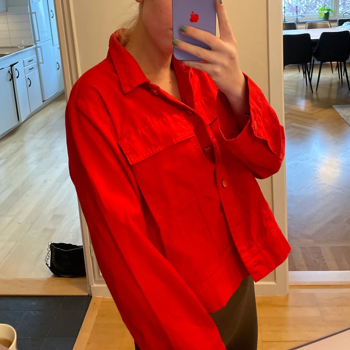 Röd jeansjacka/overshirt🤎 - 90