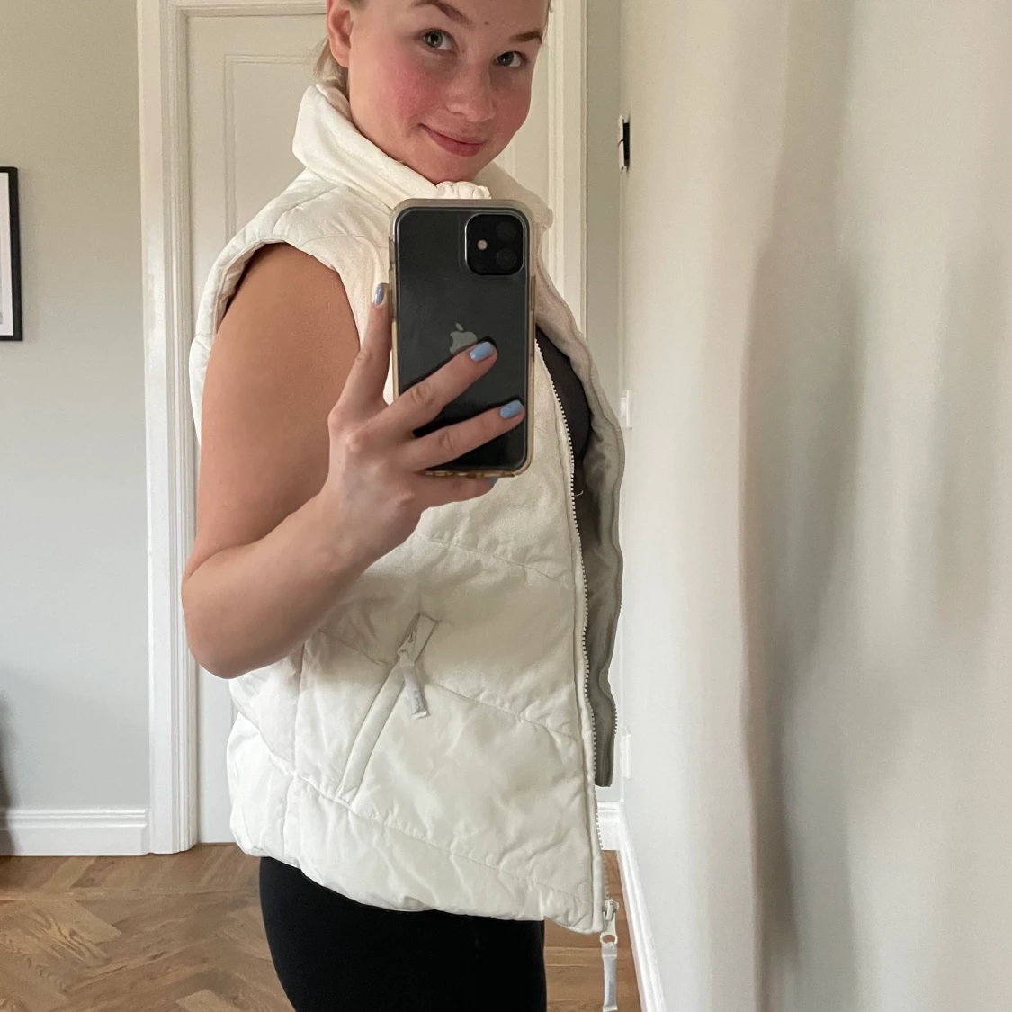 Vit/krämvit dun/fjäder väst - 90