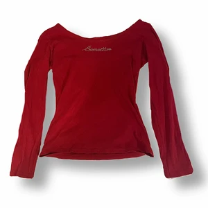 röd tröja - gullig röd tröja med rhinestone text!