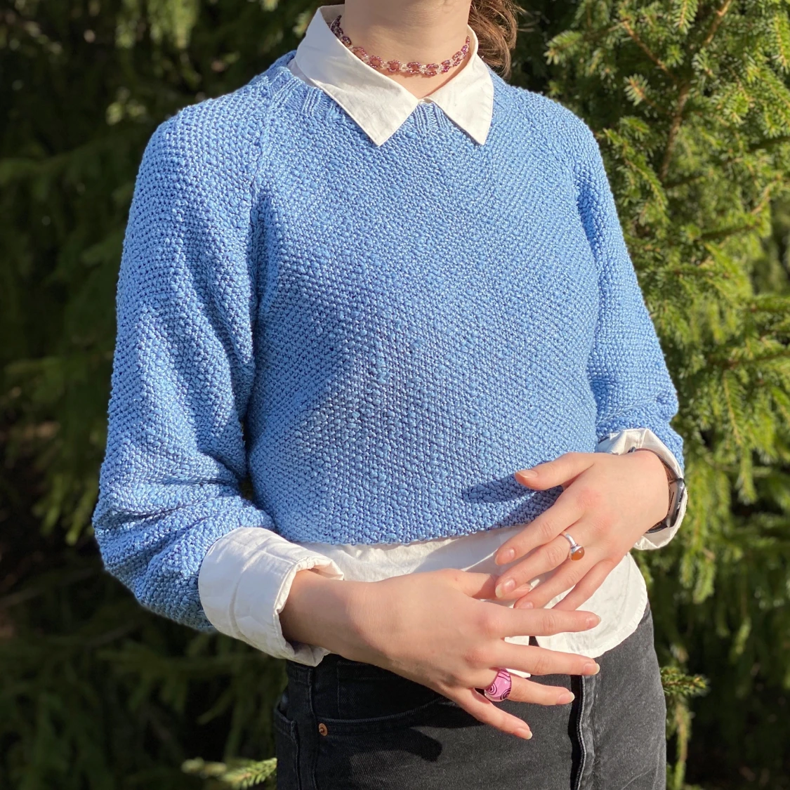Ljusblå stickad tröja