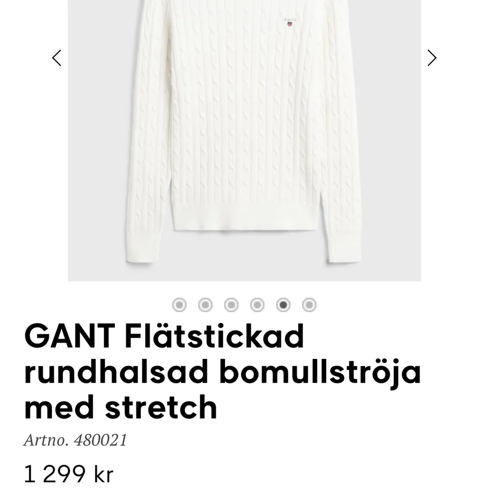 Helt ny kabelstickad Gant tröja med prislappen kvar. Nypris 1299kr, mitt pris 500🤍🤍. Stickat.