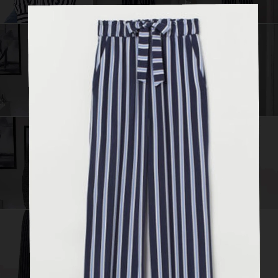 Randiga blåvita raka kostymbyxor - 91