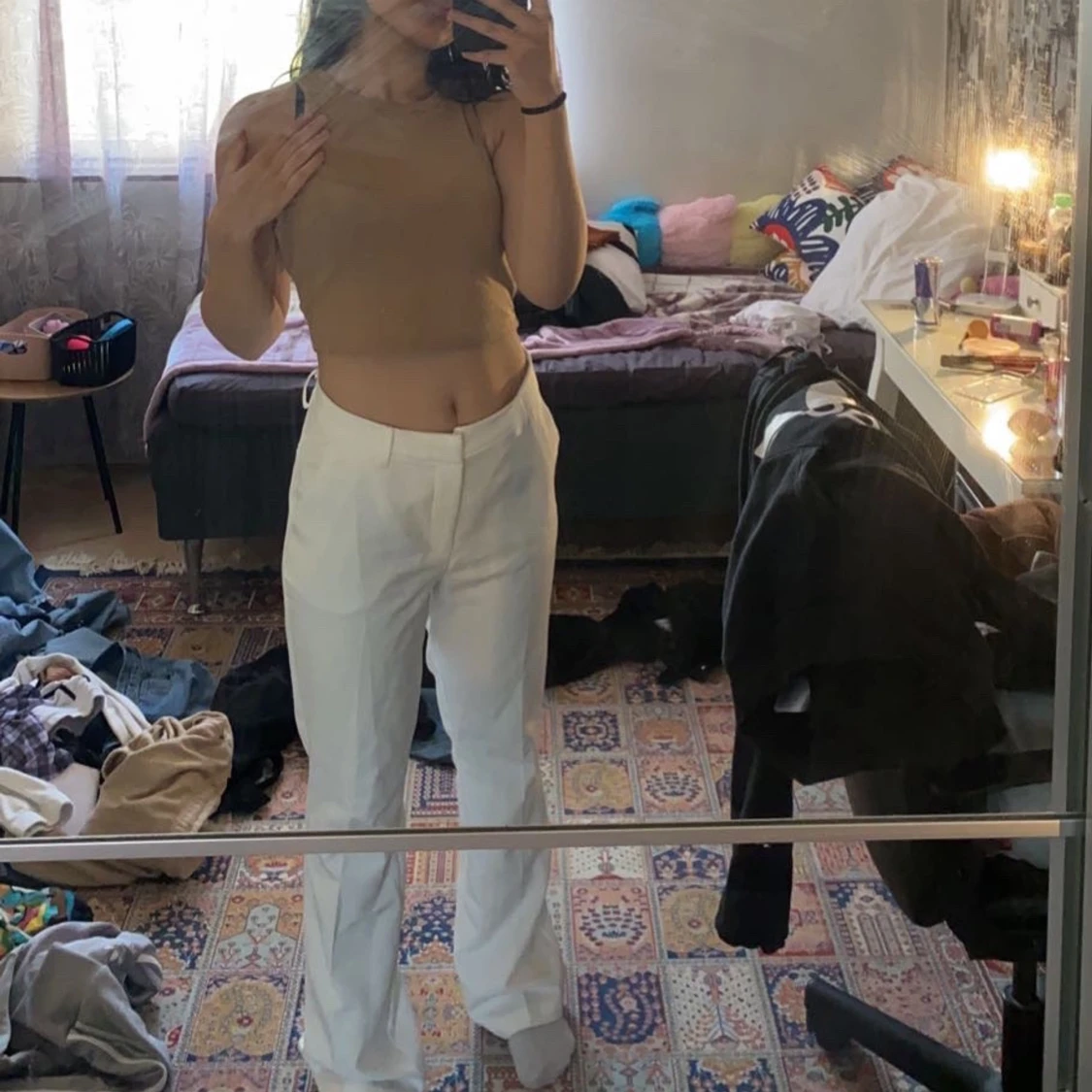 Vita bootcut kostym byxor  - 90