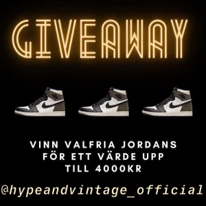 GIVEAWAY JORDANS 4000kr - Kolla in vår nya giveaway på vårt instagramkonto @hypeandvintage_official där du har chansen att VINNA VALFRIA JORDANS TILL ETT VÄRDE AV 4000kr🤩🙌