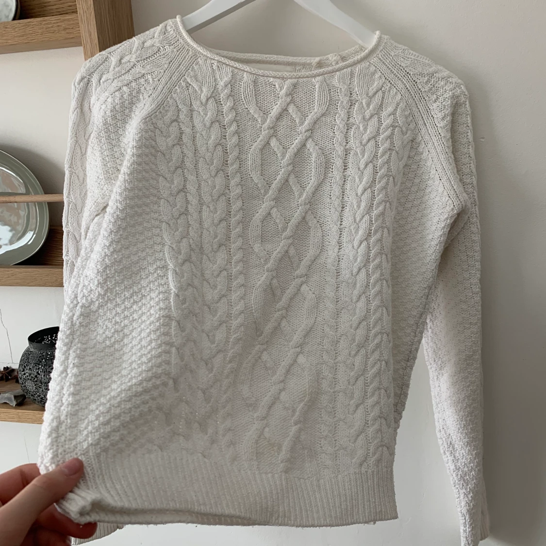 Vit stickad tröja - 90