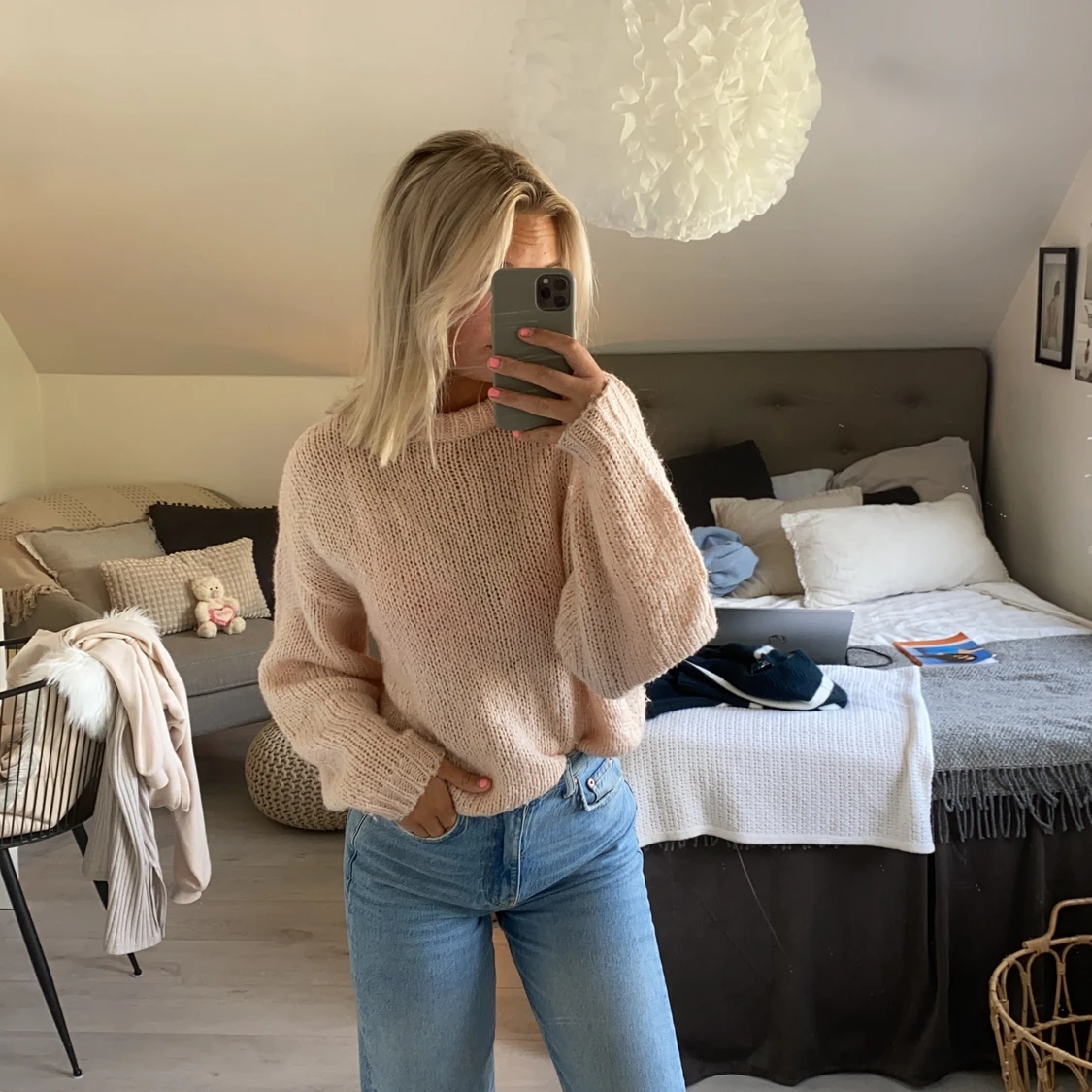 Ljusrosa stickad tröja