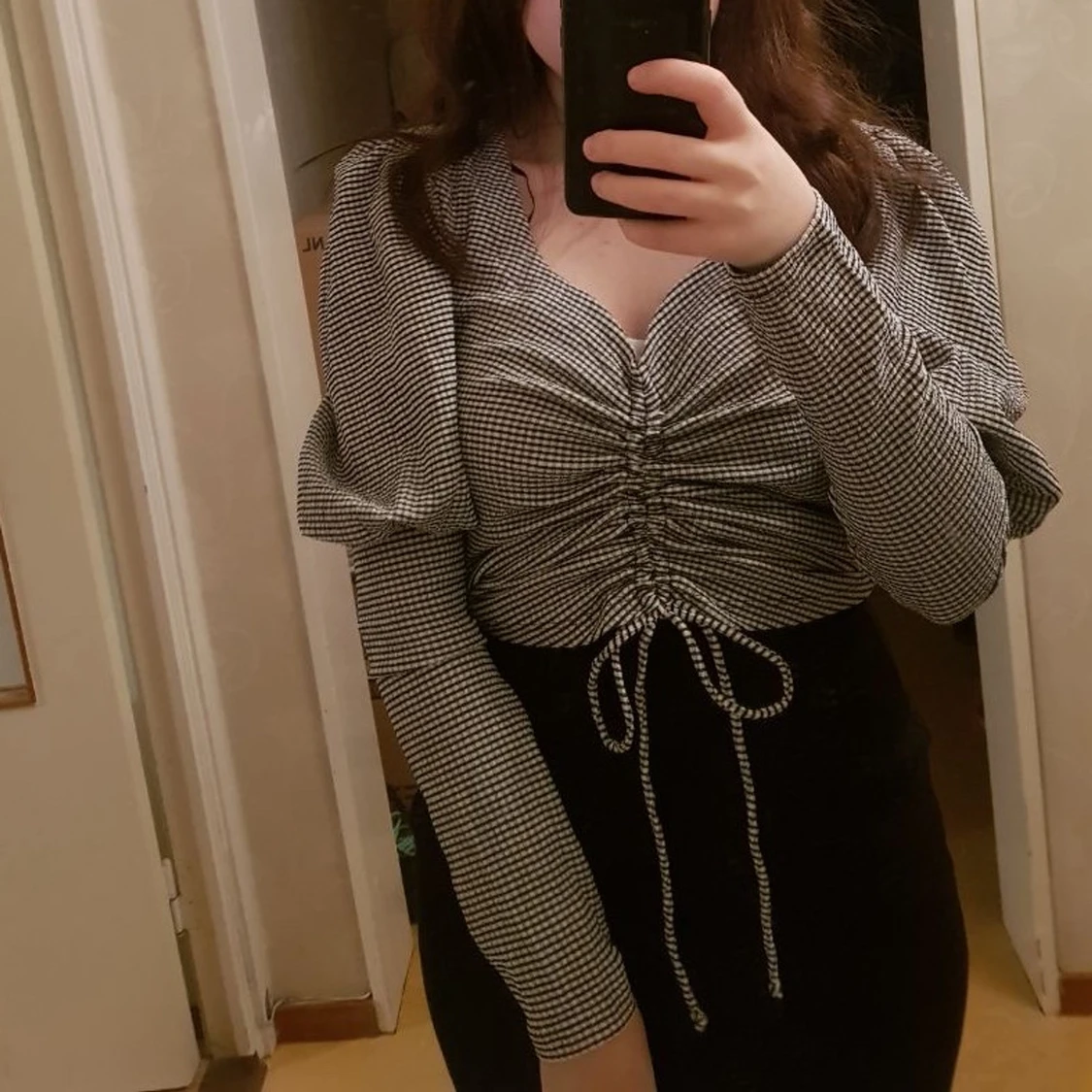 Topp ballongärm svart vit Ginta tricot - 90