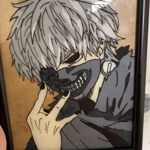 Kaneki Ken tavla! - Hej! Detta är en av mina tavlor som då är på en anime karaktär som heter Kaneki från Tokyo Ghoul! (Sorry för den dåliga kvaliten på denna bild! Detta är med min väns kamera som är ganska dålig xd ska ta en med bättre)